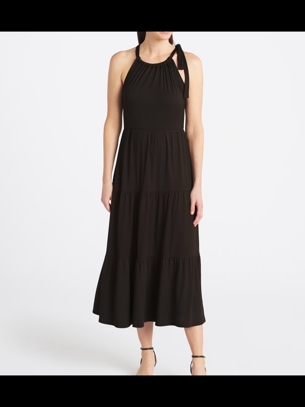 Kaileigh Whitney Knit Tiered Keyhole Back Midi Dress